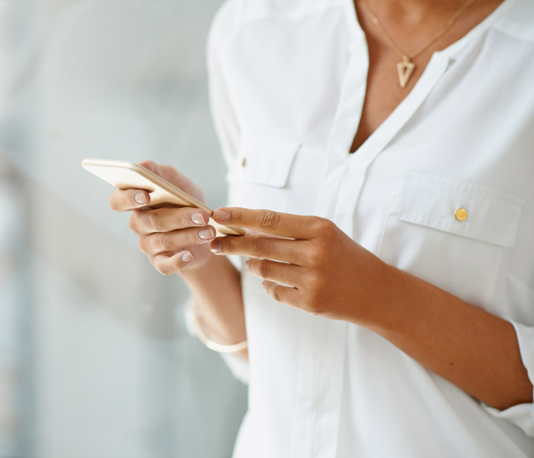 woman registering with phone