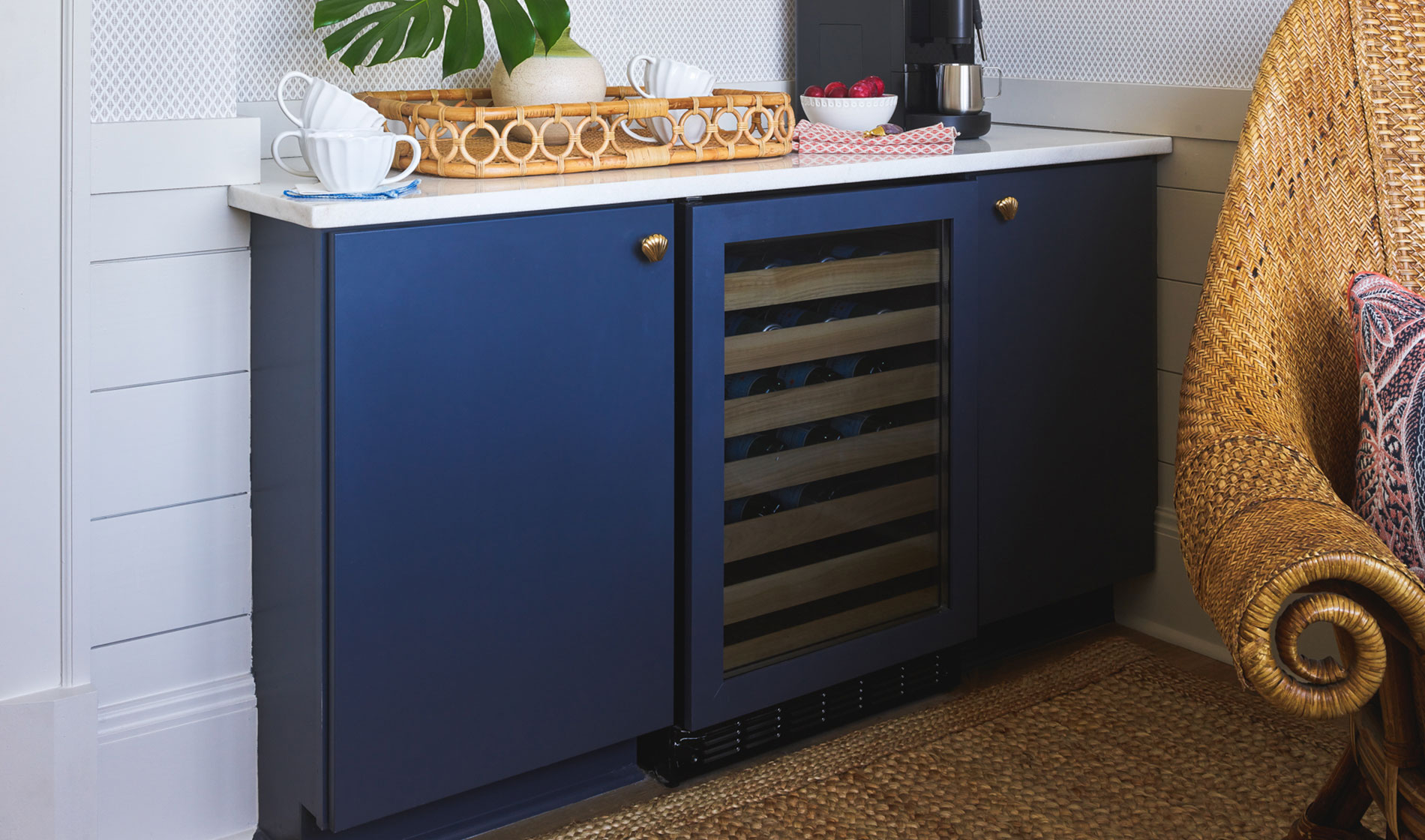 Master bedroom breakfast bar with built-in Monogram Wine Reserve