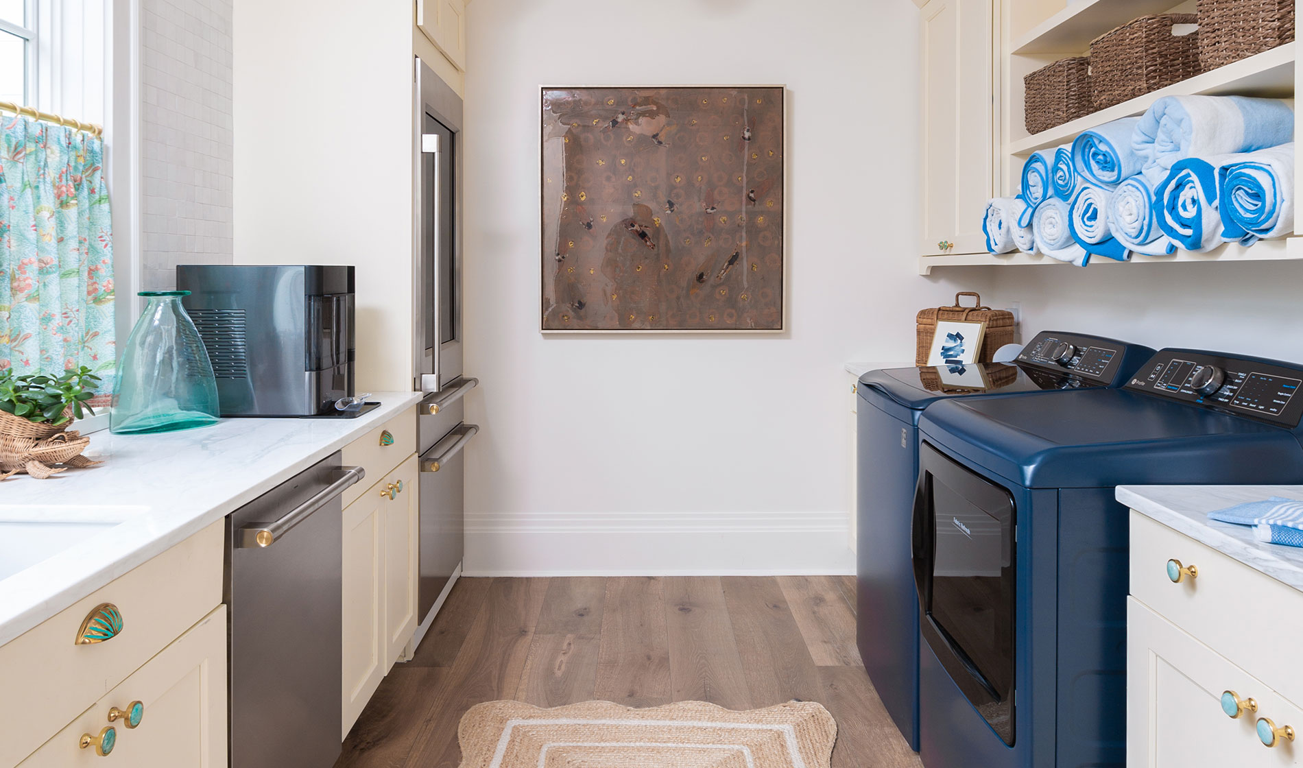 Prep kitchen laundry room combo with Monogram Wine Sommelier and Dishwasher